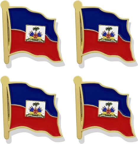 HSQCEZ 4 Pack Haiti Flag Lapel Pin - Haitian Flags Pins Lapel Hat Backpacks Suit Decoration & Men Women Waving Patriotic Enamel Metal Badge Souvenir in Kuwait