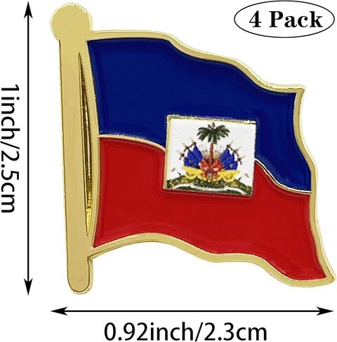 HSQCEZ 4 Pack Haiti Flag Lapel Pin - Haitian Flags Pins Lapel Hat Backpacks Suit Decoration & Men Women Waving Patriotic Enamel Metal Badge Souvenir in Kuwait