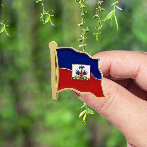 HSQCEZ 4 Pack Haiti Flag Lapel Pin - Haitian Flags Pins Lapel Hat Backpacks Suit Decoration & Men Women Waving Patriotic Enamel Metal Badge Souvenir in Kuwait