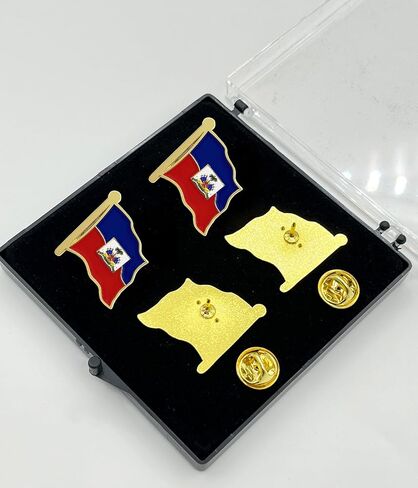 HSQCEZ 4 Pack Haiti Flag Lapel Pin - Haitian Flags Pins Lapel Hat Backpacks Suit Decoration & Men Women Waving Patriotic Enamel Metal Badge Souvenir in Kuwait