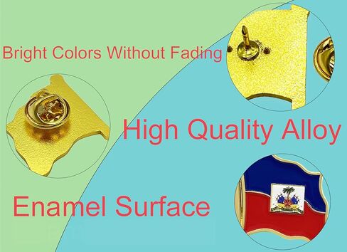 HSQCEZ 4 Pack Haiti Flag Lapel Pin - Haitian Flags Pins Lapel Hat Backpacks Suit Decoration & Men Women Waving Patriotic Enamel Metal Badge Souvenir in Kuwait