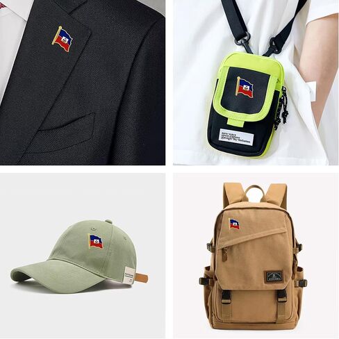 HSQCEZ 4 Pack Haiti Flag Lapel Pin - Haitian Flags Pins Lapel Hat Backpacks Suit Decoration & Men Women Waving Patriotic Enamel Metal Badge Souvenir in Kuwait