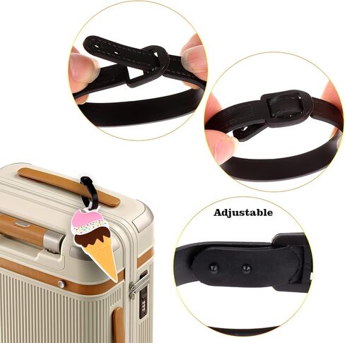 10 قطع ملونة لطيفة الأمتعة العلامات للنساء الرجال، حقيبة السفر تحديد الأمتعة التسمية الصيف الآيس كريم الدونات السفر حقائب العلامات in Kuwait