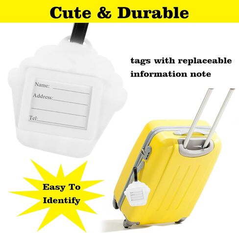 10 قطع ملونة لطيفة الأمتعة العلامات للنساء الرجال، حقيبة السفر تحديد الأمتعة التسمية الصيف الآيس كريم الدونات السفر حقائب العلامات in Kuwait