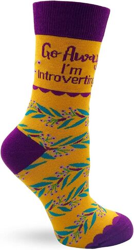 Go Away I'm Introverting Novelty Crew Socks for Women - 1 Pair, Fits Ladies Shoe Size 5-10 in Saudi Arabia