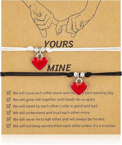 Couples Bracelets for Him and Her, Matching Bracelets for Couples, Long Distance Bracelets, Anniversary Gifts for Boyfriend Girlfriend, Pinky Promise Bracelets for Husband Wife Hand Woven Bracelet in Kuwait