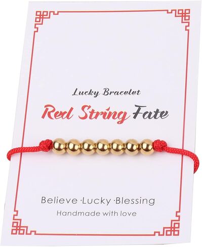 سلسلة حمراء من أساور الحظ السعيد للحماية من سبعة خرزات سوار الحظ هدية لها وله in Kuwait