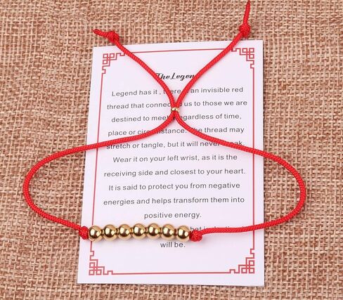 سلسلة حمراء من أساور الحظ السعيد للحماية من سبعة خرزات سوار الحظ هدية لها وله in Kuwait