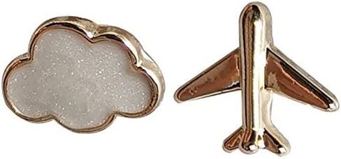coadipress Tiny Airplane Cloud Stud Earrings for Women Teen Girls Cute Gold Plated Asymmetric Mismatch Hypoallergenic Earrings Jewelry Kids Gifts in Saudi Arabia