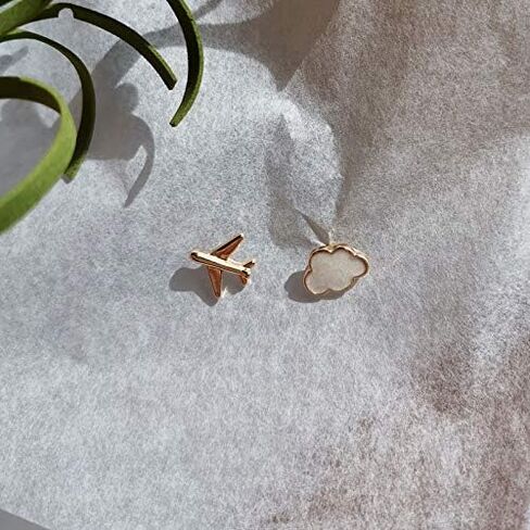 coadipress Tiny Airplane Cloud Stud Earrings for Women Teen Girls Cute Gold Plated Asymmetric Mismatch Hypoallergenic Earrings Jewelry Kids Gifts in Saudi Arabia