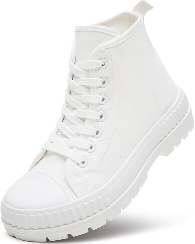 Rominz Women's High Top Platform Sneakers Canvas Shoes | Platform 1.77inch, Non-Slip Sole, Breathable Canvas, Easy to Match in Saudi Arabia