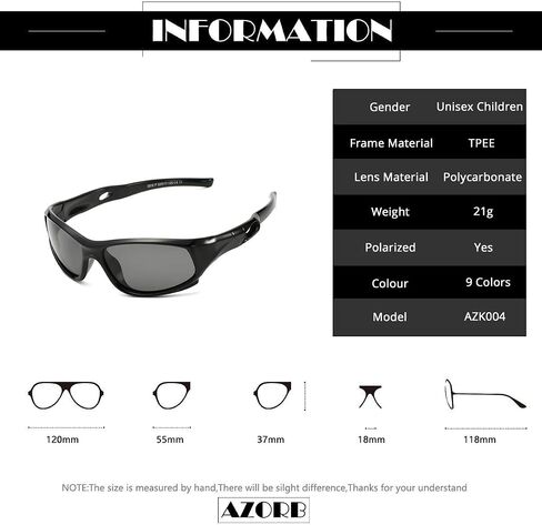 AZorb Sports Polarized Kids Sunglasses TPEE Rubber Flexible Frame for Children Age 3-10 in Saudi Arabia