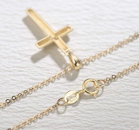 FANCIME 14k Solid Gold Small 0.025cttw Diamond Crucifix Cross Pendant Necklace Fine Jewelry Anniversary Birthday Gifts for Women Girls, 16"+2" Extender in Saudi Arabia