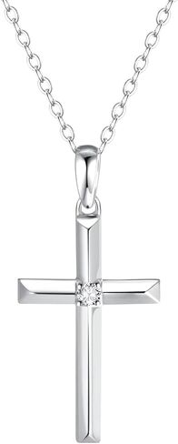 FANCIME 14k Solid Gold Small 0.025cttw Diamond Crucifix Cross Pendant Necklace Fine Jewelry Anniversary Birthday Gifts for Women Girls, 16"+2" Extender in Saudi Arabia
