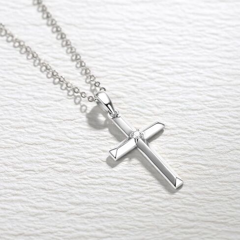 FANCIME 14k Solid Gold Small 0.025cttw Diamond Crucifix Cross Pendant Necklace Fine Jewelry Anniversary Birthday Gifts for Women Girls, 16"+2" Extender in Saudi Arabia