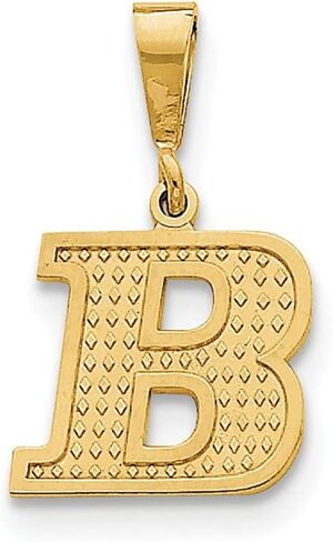 JewelryWeb 14k Yellow Gold Solid Polished Textured back Initial Charm - Measures 25.8x15.8mm - Initial Options: A B C D E F G H I J K L M N O P R S T V W in Kuwait