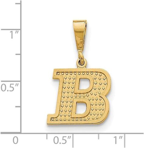 JewelryWeb 14k Yellow Gold Solid Polished Textured back Initial Charm - Measures 25.8x15.8mm - Initial Options: A B C D E F G H I J K L M N O P R S T V W in Kuwait