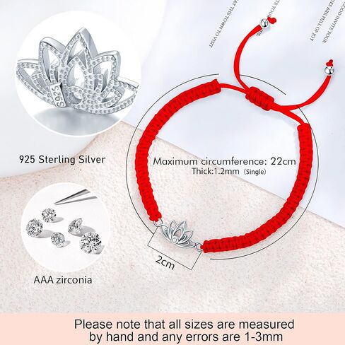 J.Endéar سوار زهرة اللوتس للنساء الفتيات، 925 الفضة الاسترليني زهرة اليدوية تخريمية حبل سلسلة سوار، سوار اليوغا تميمة البوذية هدية محظوظة in Kuwait