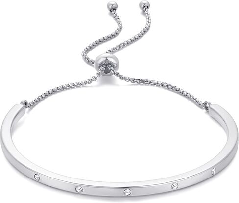 Dainty Simple Women Charm Link Bracelet,Adjustable Bolo Link Chain Bracelet for Women Anniversary Christmas Birthday Jewelry Gift for Girl Wife in Saudi Arabia