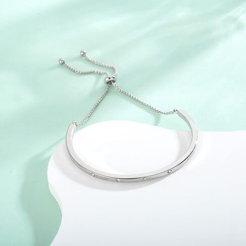 Dainty Simple Women Charm Link Bracelet,Adjustable Bolo Link Chain Bracelet for Women Anniversary Christmas Birthday Jewelry Gift for Girl Wife in Saudi Arabia
