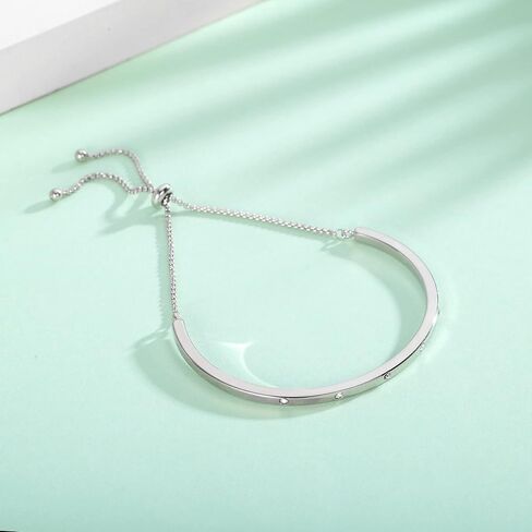 Dainty Simple Women Charm Link Bracelet,Adjustable Bolo Link Chain Bracelet for Women Anniversary Christmas Birthday Jewelry Gift for Girl Wife in Saudi Arabia