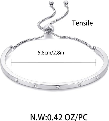 Dainty Simple Women Charm Link Bracelet,Adjustable Bolo Link Chain Bracelet for Women Anniversary Christmas Birthday Jewelry Gift for Girl Wife in Saudi Arabia