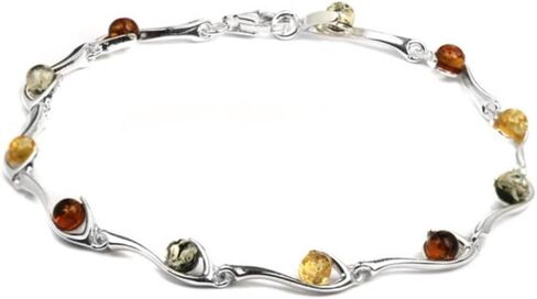 Ian and Valeri Co. Multicolor Amber Sterling Silver Bracelet 7.5 Inches in Saudi Arabia