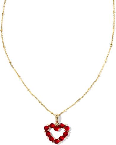 Kendra Scott, Women's, Ashton Heart Short Pendant Necklace, Gold Red Glass, One Size in Saudi Arabia
