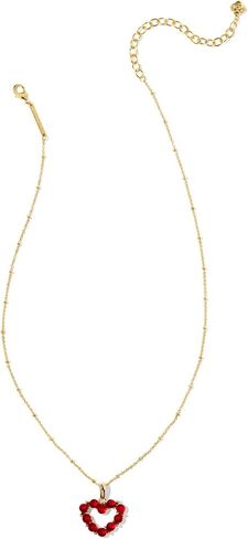 Kendra Scott, Women's, Ashton Heart Short Pendant Necklace, Gold Red Glass, One Size in Saudi Arabia
