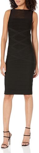Dress the Population Women's Ximena Sleeveless Round Neck Crisscross Lattice Bandage Above Knee Bodycon Dress in Saudi Arabia