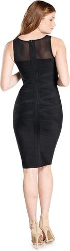 Dress the Population Women's Ximena Sleeveless Round Neck Crisscross Lattice Bandage Above Knee Bodycon Dress in Saudi Arabia