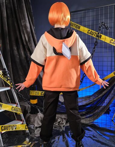 Cosplay.fm Hoodie with Detachable Paw Sleeves Bag Furry Paw Gloves Orange Hooded Zipper Sweatshirt with Bag in Saudi Arabia