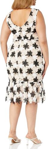 Dress the Population Women's INES Sleeveless Round Neck Bodycon Ruffle Hem Midi Dress in Saudi Arabia
