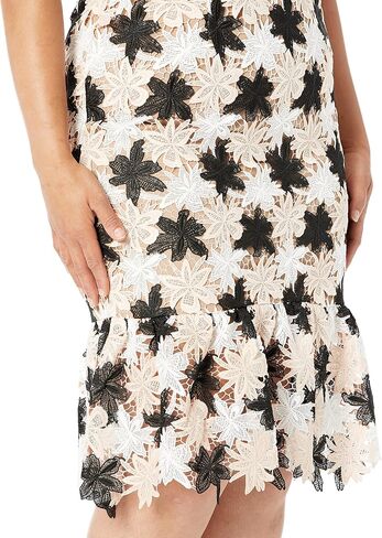 Dress the Population Women's INES Sleeveless Round Neck Bodycon Ruffle Hem Midi Dress in Saudi Arabia