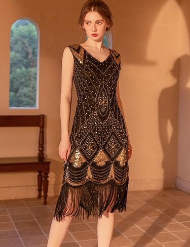 Flapper Dresses 1920s Gastby Sequin Dress for Women Tassels Party Night Cocktail in Kuwait