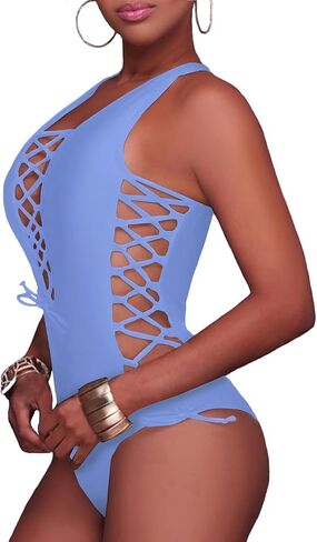 Holipick Women Sexy One Piece Swimsuit One Shoulder Bathing Suit Lace Up Swimwear in Saudi Arabia