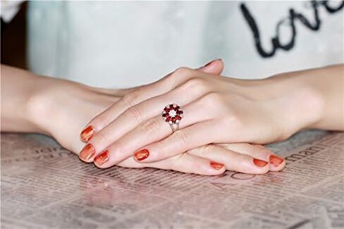 Uloveido Silver Purple Pink CZ Flowers Big Statement Rings Women Glitzy Jewelry J676 in Saudi Arabia
