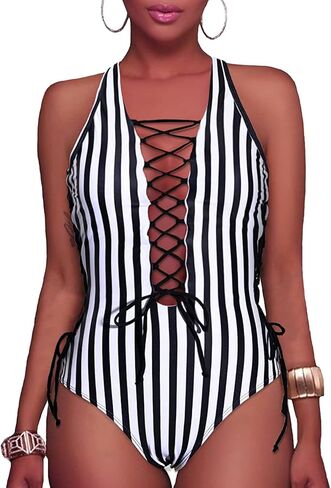 Holipick Women Sexy One Piece Swimsuit One Shoulder Bathing Suit Lace Up Swimwear in Saudi Arabia