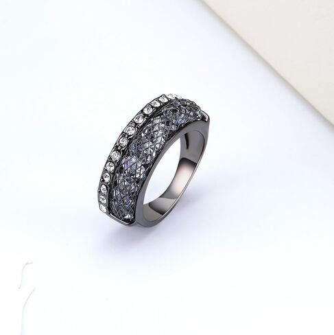 Cubic Zirconia Statement Rings Fashion Rose Gold Mesh Crystal CZ Chunky Ring for Women in Saudi Arabia
