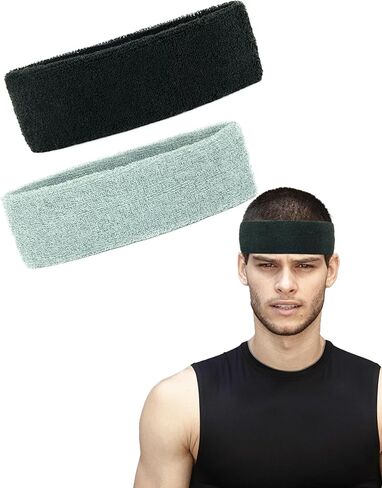 SIOTMERA رئيس العصابات عقال، تشغيل عصابات العرق العصابات كرة السلة عصابات للرياضة رياضة التنس الرجال النساء الأولاد، 2 حزمة، أسود ورمادي in Kuwait
