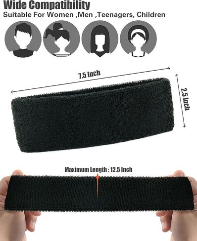 SIOTMERA رئيس العصابات عقال، تشغيل عصابات العرق العصابات كرة السلة عصابات للرياضة رياضة التنس الرجال النساء الأولاد، 2 حزمة، أسود ورمادي in Kuwait