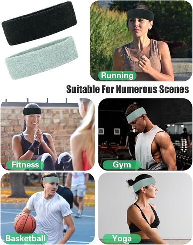 SIOTMERA رئيس العصابات عقال، تشغيل عصابات العرق العصابات كرة السلة عصابات للرياضة رياضة التنس الرجال النساء الأولاد، 2 حزمة، أسود ورمادي in Kuwait