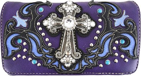 Western Style Rhinestone Cross Tote Concealed Carry Purse Laser Cut Handbag Women Shoulder Bag Wallet Set in Kuwait