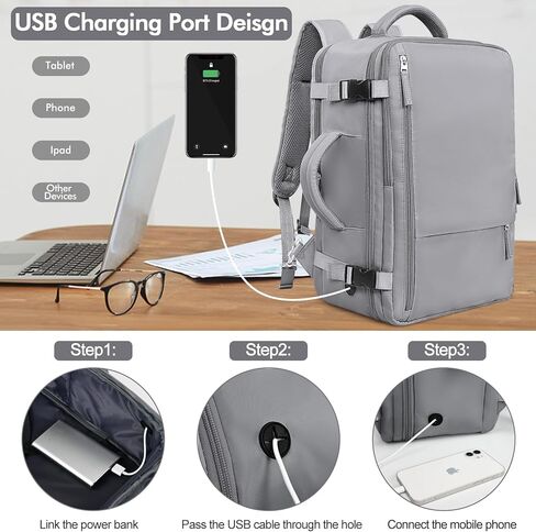 حقيبة ظهر للسفر من رينليست للنساء والرجال (رمادي + أزرق داكن) in Kuwait