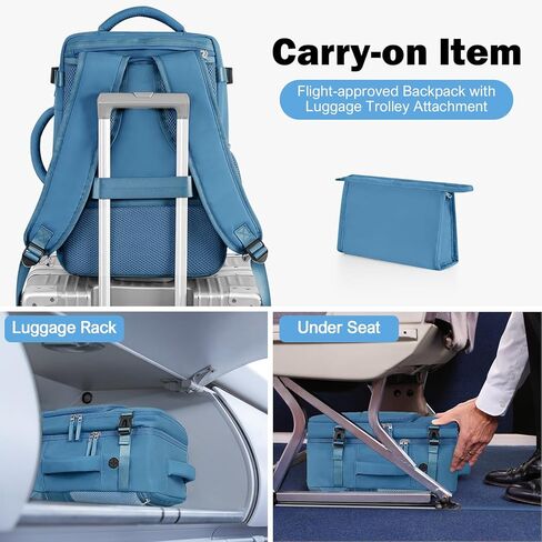 حقيبة ظهر للسفر من رينليست للنساء والرجال (رمادي + أزرق داكن) in Kuwait