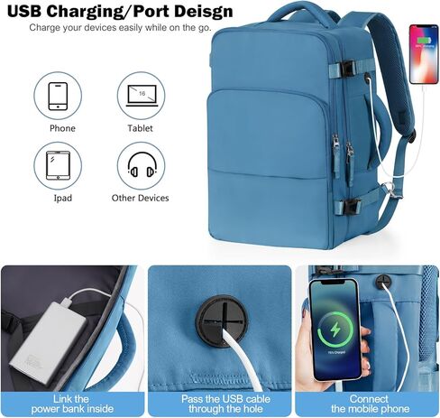 حقيبة ظهر للسفر من رينليست للنساء والرجال (رمادي + أزرق داكن) in Kuwait