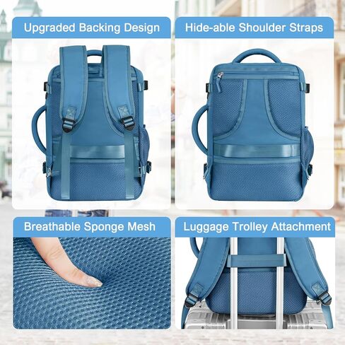 حقيبة ظهر للسفر من رينليست للنساء والرجال (رمادي + أزرق داكن) in Kuwait