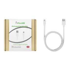 IFLASH [Apple MFi Certified] (3 Feet) Flat & Tangle Free Lightning to USB Sync and Charge Cable for iPhone X XS XR PRO MAX, iPad Air/Air 2, Mini 2 / Mini 3 - [Flat & Tangle Free Style, White]