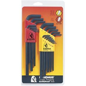 Bondhus 22199 Hex L-wrench DoublePK,Long Length,12137 .050-3/8" & 12199 1.5-10mm