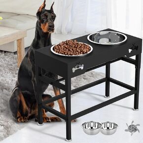 Elevated Dog Bowls for Large Dog,Extra Large Dog Food Bowls with Slow Feeder 135oz Food Water Bowl Stand with Anti Slip Feet - 8 Heights Adjustable-Ideal Feeding Stand for Extra Large Breeds